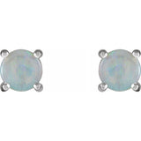 14K White 6 mm Natural White Opal Earrings