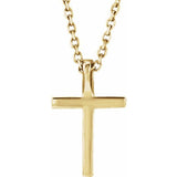 14K Yellow Natural Aquamarine Petite Cross 16" Necklace