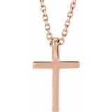 14K Rose Natural Mozambique Garnet Petite Cross 16" Necklace