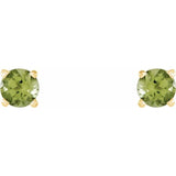 14K Yellow 4 mm Natural Peridot Stud Earrings