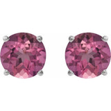 14K White Gold 4 mm Natural Pink Tourmaline Earrings