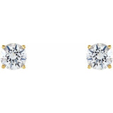 14K Yellow 5 mm Natural White Sapphire Stud Earrings