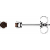 14K White 2.5 mm Natural Smoky Quartz Stud Earrings