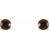 14K Yellow 4 mm Natural Smoky Quartz Stud Earrings