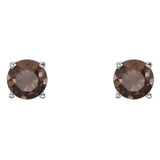 14K White 5 mm Natural Smoky Quartz Stud Earrings