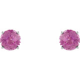 14K White 5 mm Natural Pink Tourmaline Stud Earrings