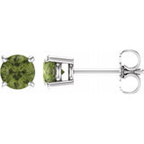 14K White 5 mm Natural Peridot Stud Earrings