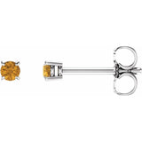 14K White 2.5 mm Natural Citrine Stud Earrings