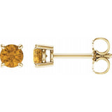 14K Yellow 4 mm Natural Citrine Stud Earrings