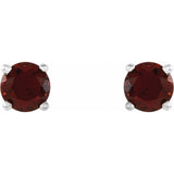 14K White 4 mm Natural Mozambique Garnet Stud Earrings