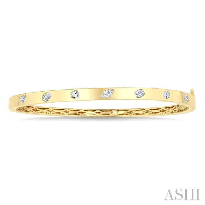 Mixed Shape Flush Bezel Set Diamond Fashion Bangle