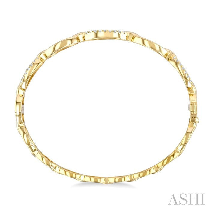 Oval Shape Open Link Diamond Bangle