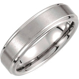 Tungsten 6 mm Stepped-Edge Inlay Comfort-Fit Band  Size 10.5