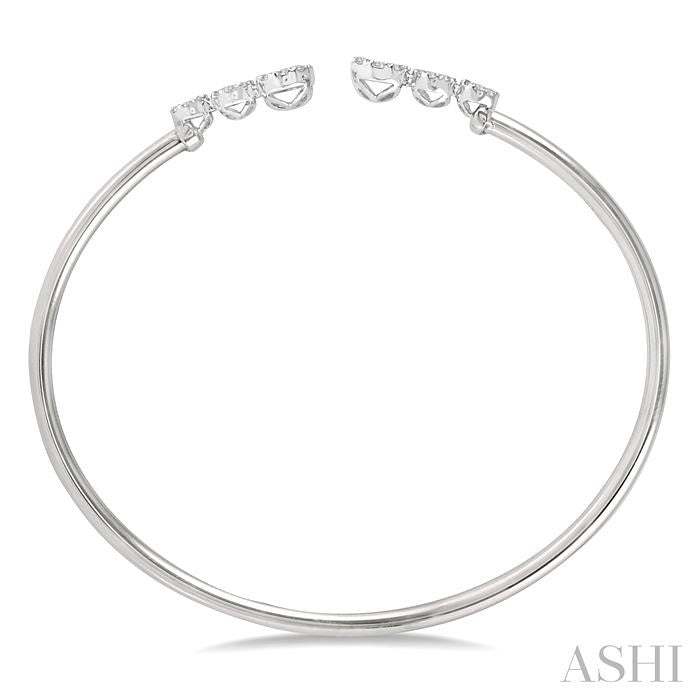 Stackable Round Shape Lovebright Diamond Open Cuff Bangle