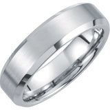 White Tungsten 6 mm Beveled-Edge Inlay Band Size 8.5