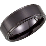 Black PVD Tungsten 8 mm Stepped-Edge Comfort-Fit Band Size 10