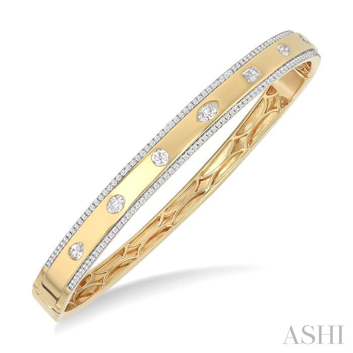 Mixed Shape Flush Bezel Set Diamond Fashion Bangle