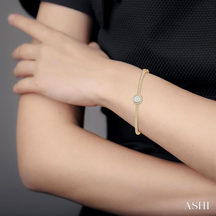 Stackable Cushion Shape Halo Lovebright Essential Diamond Bangle