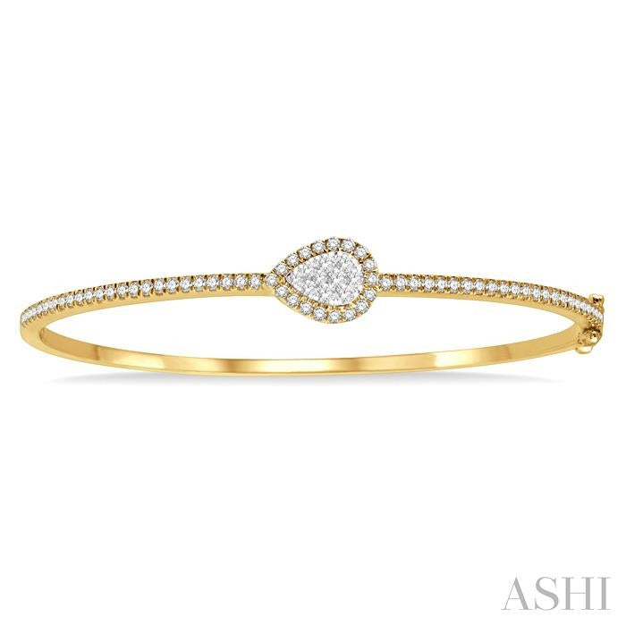 Stackable Pear Shape Halo Lovebright Essential Diamond Bangle