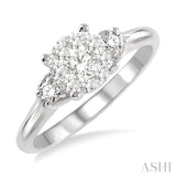 1/2 ctw Lovebright Round Cut Diamond Engagement Ring in 14K White Gold