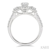 1.00 ctw Past, Present & Future Diamond Engagement Ring With 3/8 ct Round Cut Center Stone in 14K White Gold