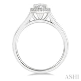 5/8 ctw Round Cut Diamond Engagement Ring With 1/2 ct Marquise Cut Center Stone in 14K White Gold