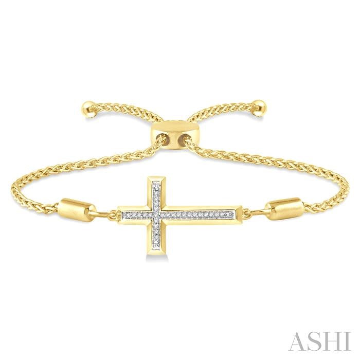 Gold Vermeil Sideway Cross Diamond Lariat Fashion Bracelet