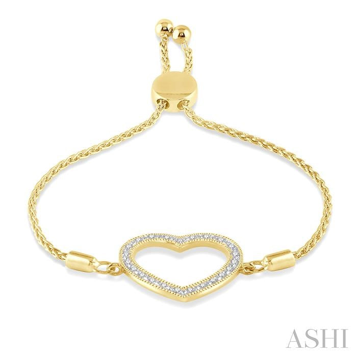Gold Vermeil Heart Shape Diamond Lariat Bracelet