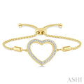 Gold Vermeil Heart Shape Diamond Lariat Bracelet