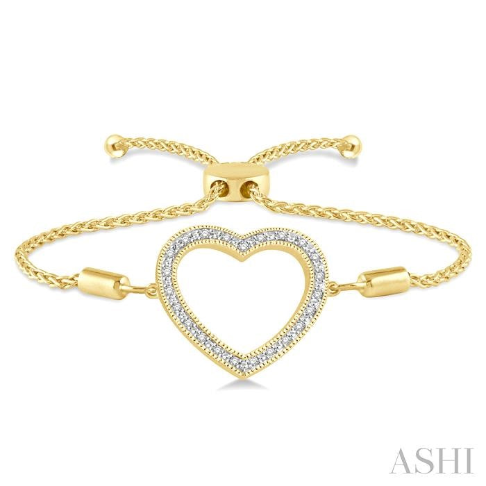Gold Vermeil Heart Shape Diamond Lariat Bracelet