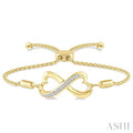 Gold Vermeil Infinity Heart Shape Diamond Lariat Bracelet