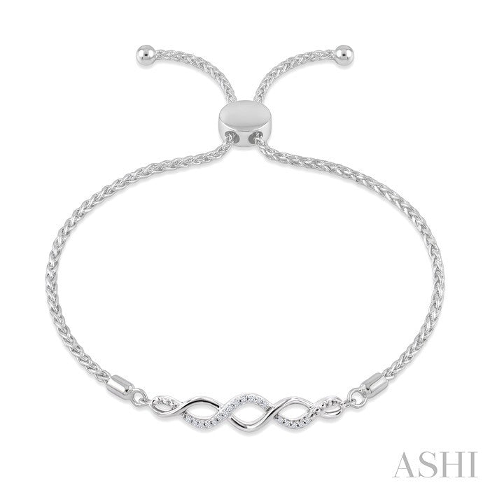 Silver Swirl Diamond Lariat Bracelet