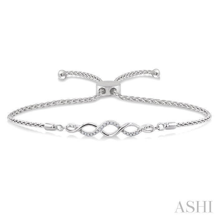 Silver Swirl Diamond Lariat Bracelet