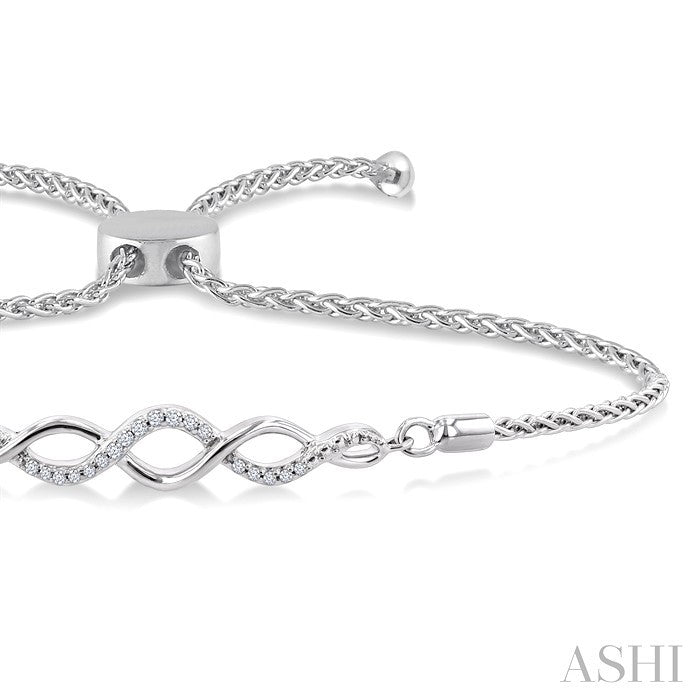 Silver Swirl Diamond Lariat Bracelet