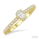 5/8 ctw Pear Center Stone Ladies Engagement Ring with 3/8 Ct Pear Cut Center Stone in 14K Yellow Gold