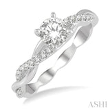 1/10 ctw Round Center Semi-Mount Diamond Engagement Ring in 14K White Gold