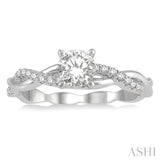 1/10 ctw Round Center Semi-Mount Diamond Engagement Ring in 14K White Gold