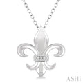 Silver Fleur De Lis Diamond Pendant