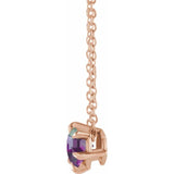 14K Rose 5 mm Lab-Grown Alexandrite Solitaire 16-18" Necklace
