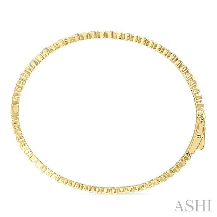 Gold Vermeil Puffed Heart Shape Diamond Bangle