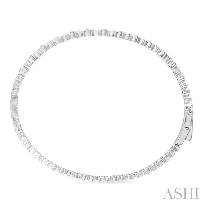 Silver Puffed Heart Shape Diamond Bangle