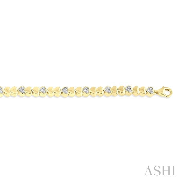 Gold Vermeil Puffed Heart Shape Diamond Bracelet