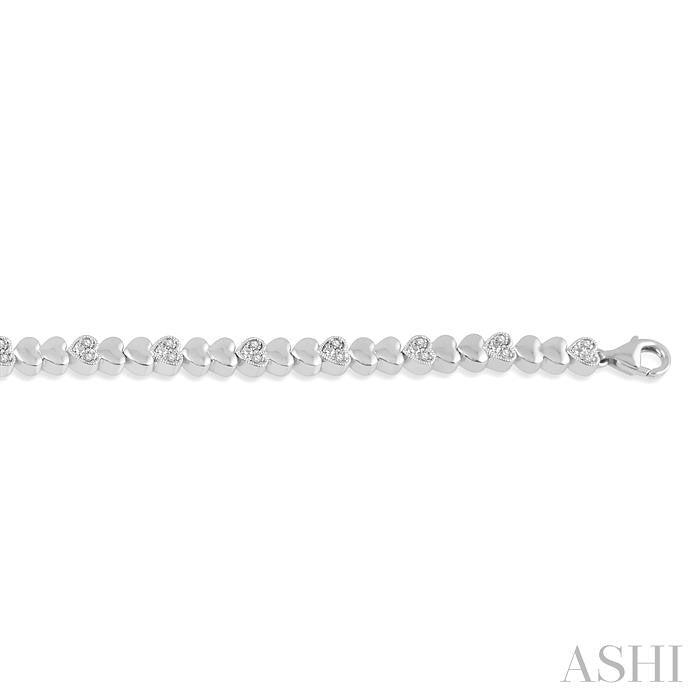 Silver Puffed Heart Shape Diamond Bracelet
