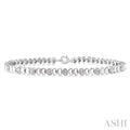 Silver Puffed Heart Shape Diamond Bracelet