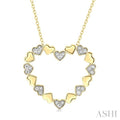 Gold Vermeil Puffed Heart Shape Diamond Pendant