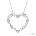 Silver Puffed Heart Shape Diamond Pendant