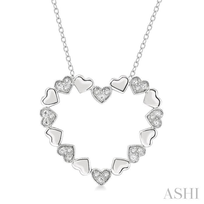 Silver Puffed Heart Shape Diamond Pendant