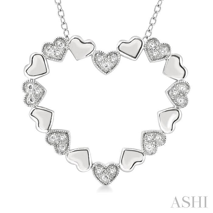 Silver Puffed Heart Shape Diamond Pendant