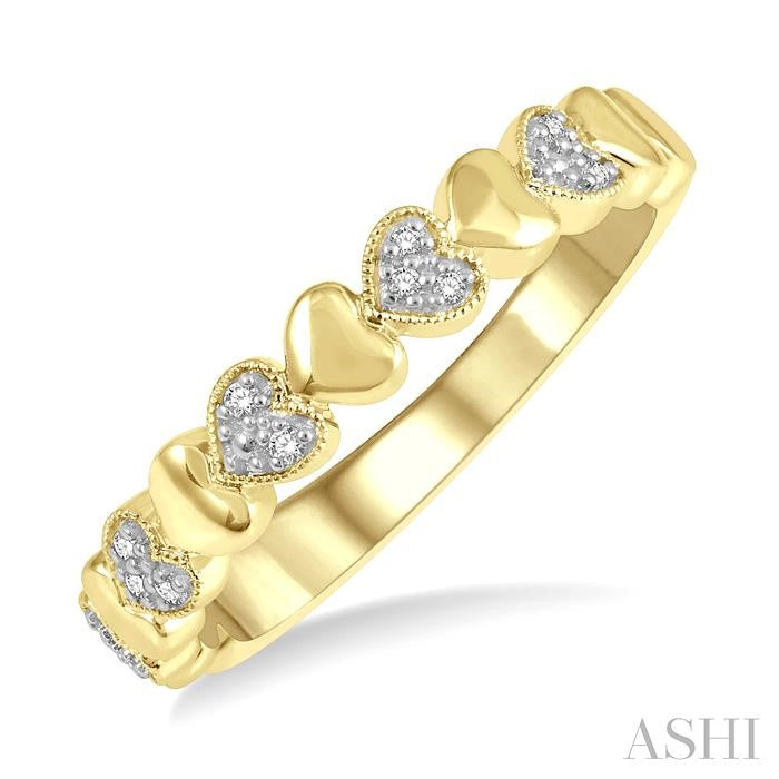 Gold Vermeil Puffed Heart Shape Diamond Band