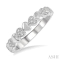Silver Puffed Heart Shape Diamond Band